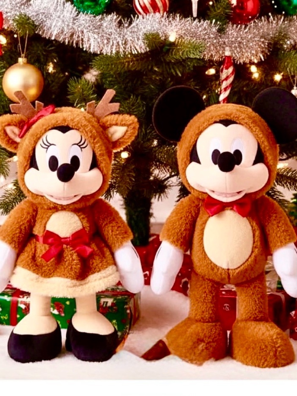 💯Original Disney Store Collection Mickey & Minnie Reindeer with Red Bow 2025